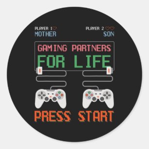 Mother And Son Gaming Partners For Life Video Game Classic Round Sticker