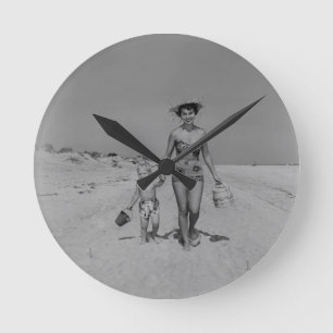 Mother and Son Round Clock