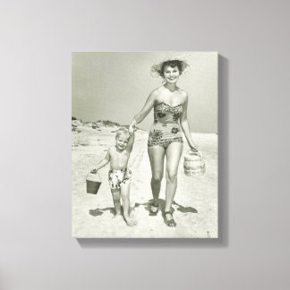Mother and Son Walking Canvas Print
