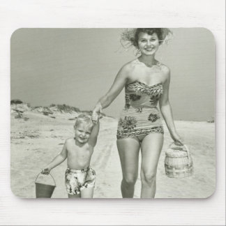 Mother and Son Walking Mouse Mat