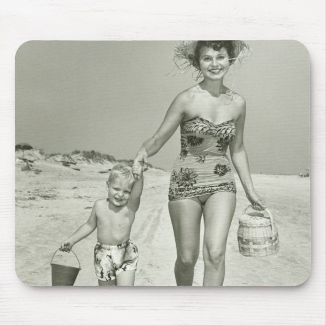 Mother and Son Walking Mouse Mat (Front)