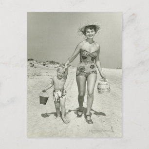 Mother and Son Walking Postcard