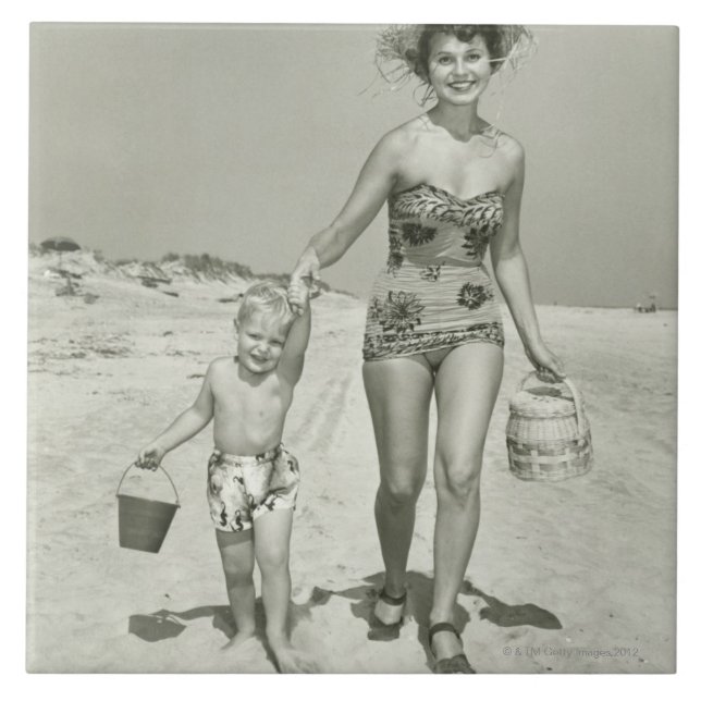 Mother and Son Walking Tile (Front)