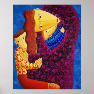 Mother and Sons Acrylic Painting Family Art Print