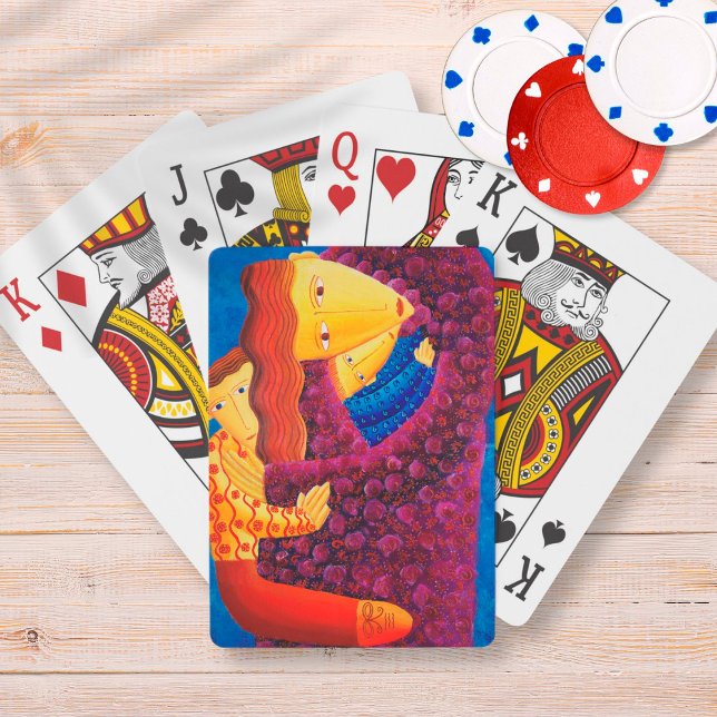 Mother and Sons Painting Contemporary Family Art Playing Cards (Creator Uploaded)