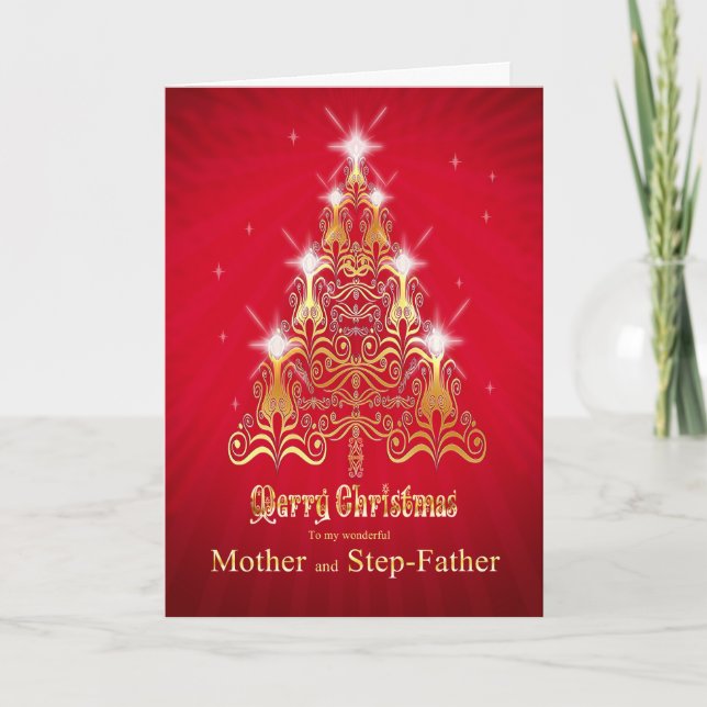 Mother and step-father, Christmas tree card (Front)