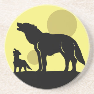 Mother and Wolf Pup Coaster