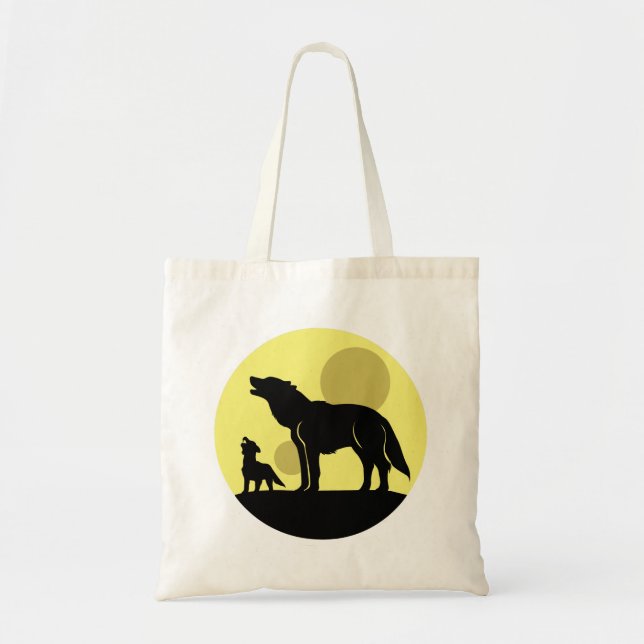 Mother and Wolf Pup Tote Bag (Front)