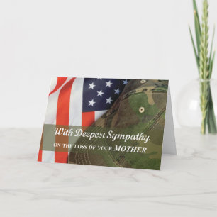 Mother Army Military Soldier Sympathy Hat w/ Flag Card