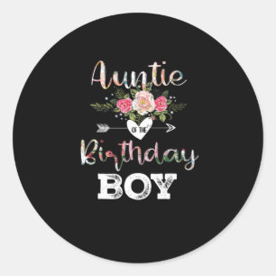 Mother Art Auntie Of A Birthday Boy Classic Round Sticker
