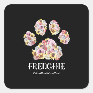 Mother Art Frenchie Mama Floral Paw French Bulldog Square Sticker