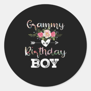 Mother Art Grammy Of A Birthday Boy Birthday Classic Round Sticker