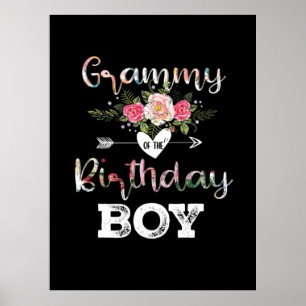 Mother Art   Grammy Of A Birthday Boy Birthday Poster