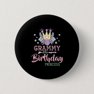 Mother Art   Grammy Of The Birthday Princess Xmas 6 Cm Round Badge