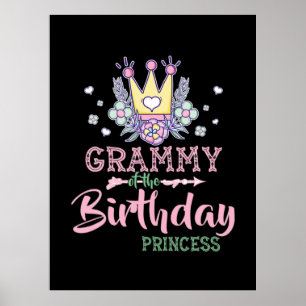 Mother Art   Grammy Of The Birthday Princess Xmas Poster