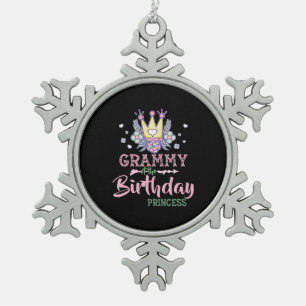 Mother Art Grammy Of The Birthday Princess Xmas Snowflake Pewter Christmas Ornament