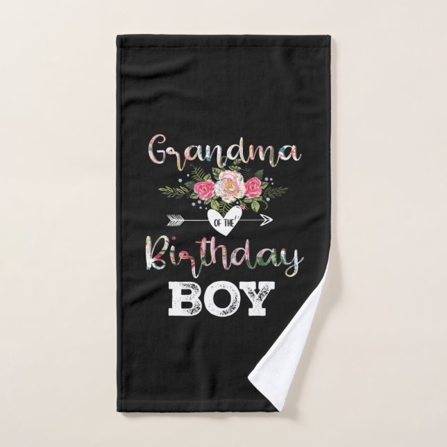 Mother Art | Grandma Of A Birthday Boy Birthday Hand Towel (Hand Towel)