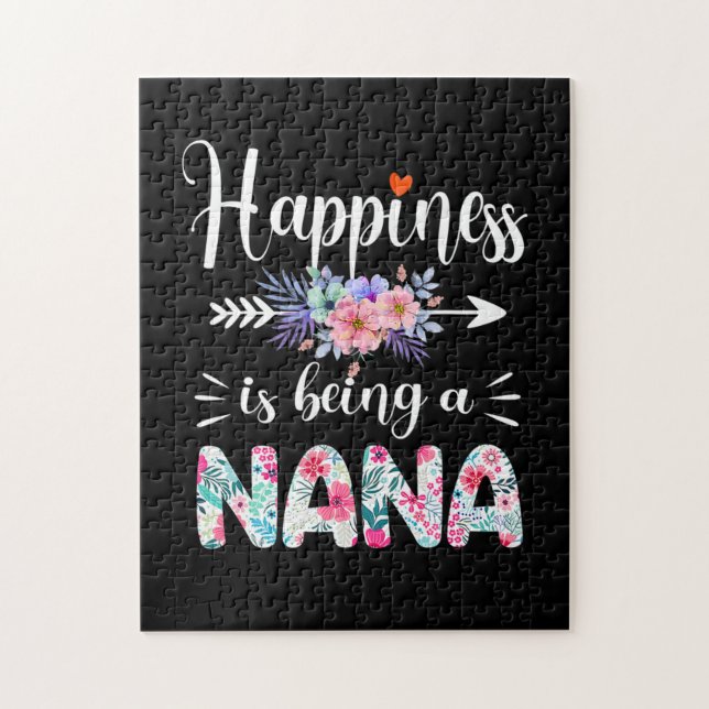 Mother Art | Happiness Is Being A Nana Floral Xmas Jigsaw Puzzle (Vertical)