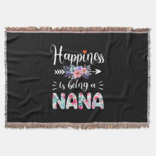 Mother Art Happiness Is Being A Nana Floral Xmas Throw Blanket