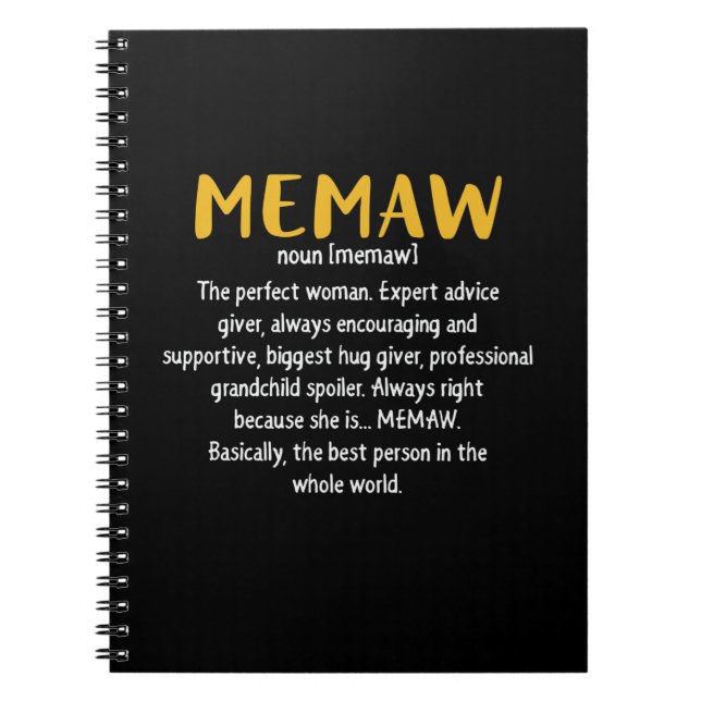 Mother Art Memaw Definition Notebook (Front)