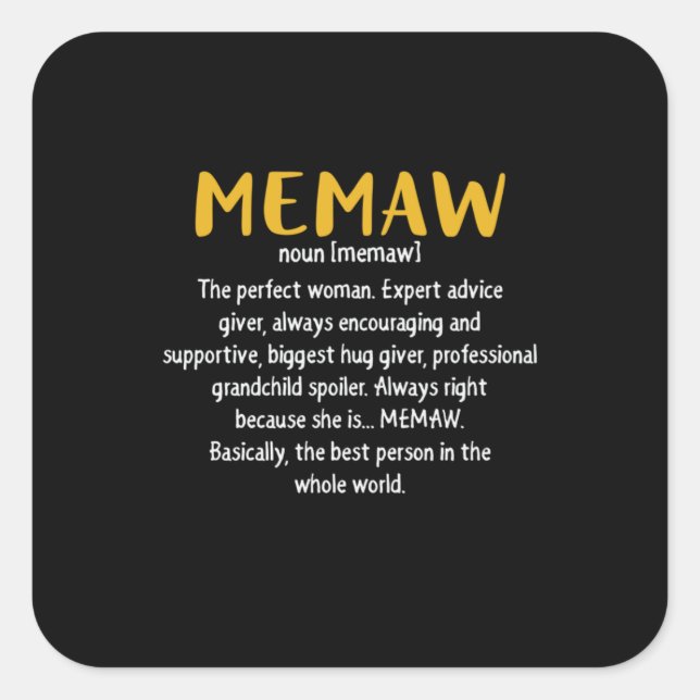 Mother Art Memaw Definition Square Sticker (Front)
