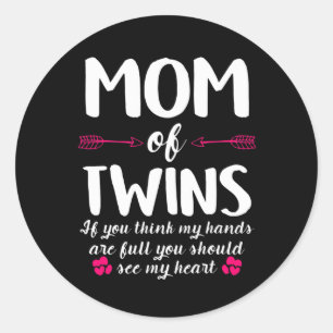 Mother Art   Mum Of Twins Birthday Classic Round Sticker