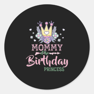 Mother Art Mummy Of The Birthday Princess Xmas Classic Round Sticker