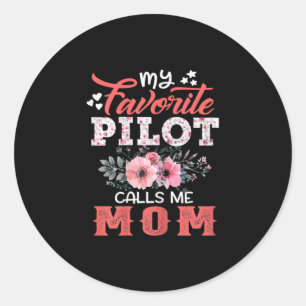 Mother Art   My Favourite Pilot Calls Me Mum Xmas Classic Round Sticker