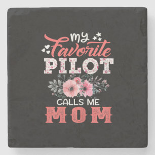 Mother Art My Favourite Pilot Calls Me Mum Xmas Stone Coaster