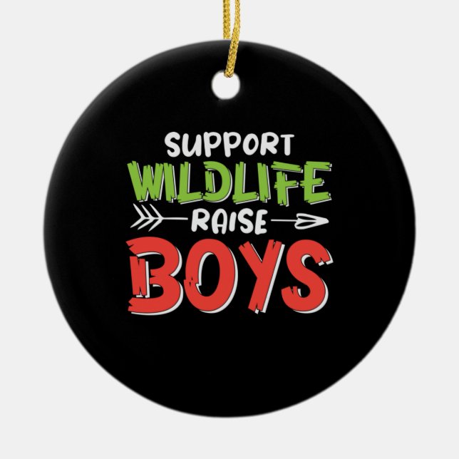 Mother Art Support Wildlife Raise Boys Ceramic Tree Decoration (Front)