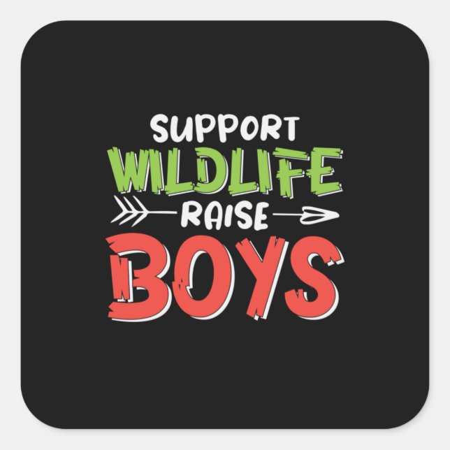 Mother Art Support Wildlife Raise Boys Square Sticker (Front)