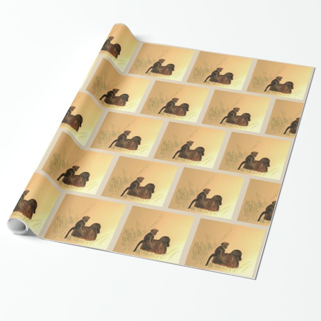 Mother & Baby Baboons - Wildlife Monkeys Primates Wrapping Paper (Unrolled)