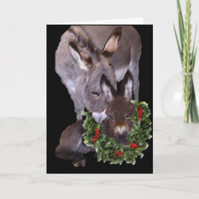 MOTHER & BABY DONKEY HOLIDAY CARD (Front)