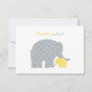 Mother Baby Elephant Yellow Grey Dots Thank You Card