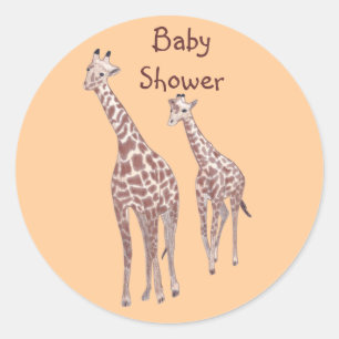 Mother & Baby Giraffes Custom Baby Shower Stickers