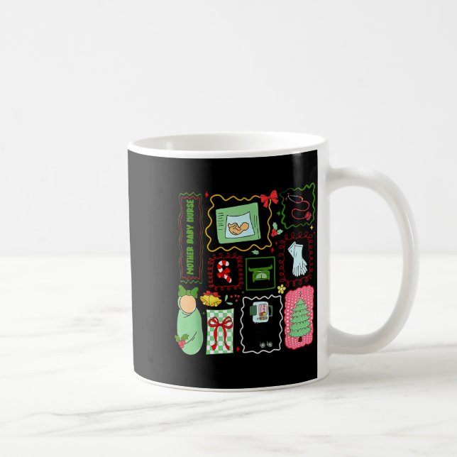 Mother Baby Nurse Christmas Stamp Stpartum Materni Coffee Mug (Right)