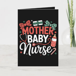 Mother Baby Nurse Christmas Stethoscope Candy Cane Card