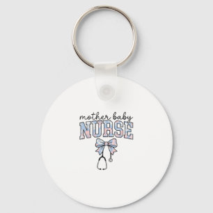 Mother Baby Nurse Floral Bow Shirt Design_1 Key Ring