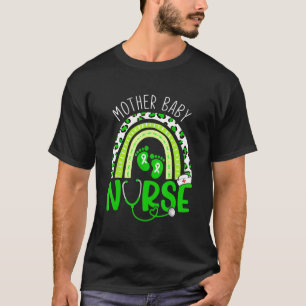 Mother Baby Nurse Green Leopard Rainbow Ribbon Men T-Shirt