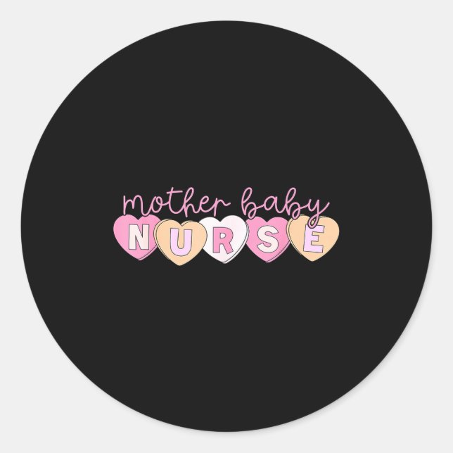 Mother Baby Nurse Hearts Valentine Obgyn Stpartum  Classic Round Sticker (Front)