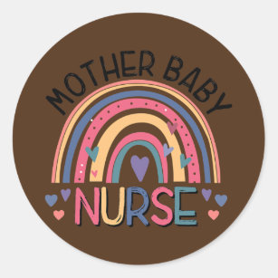 Mother Baby Nurse Rainbow Postpartum Nurse Classic Round Sticker