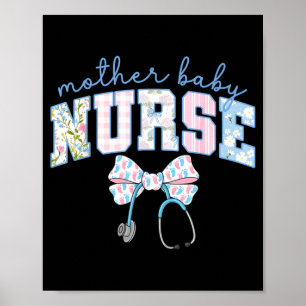 Mother Baby Nurse Team Coquette Blue Stethoscope Poster