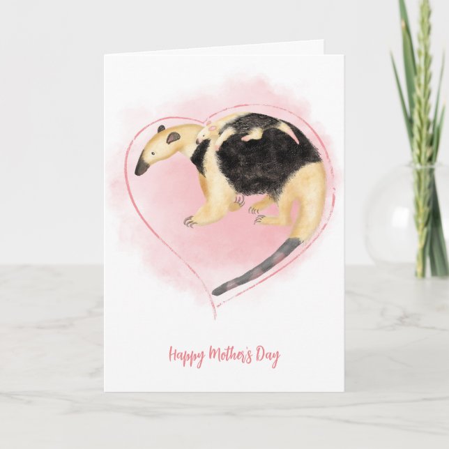 Mother & baby tamandua anteater Mother's Day card (Front)