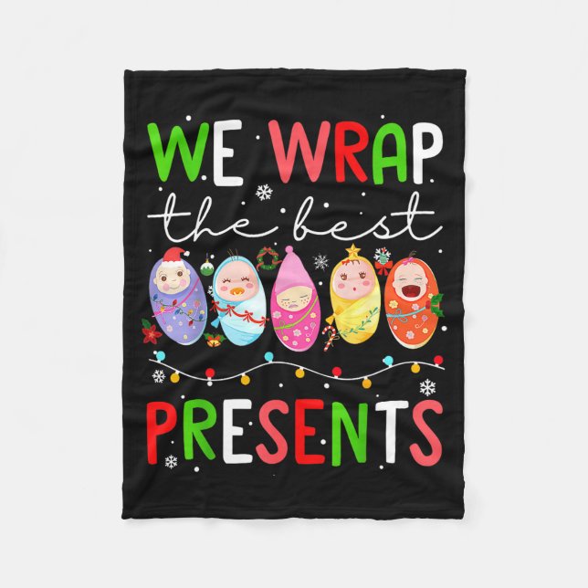 Mother Baby Unit Christmas Labor And Delivery Nurs Fleece Blanket (Front)