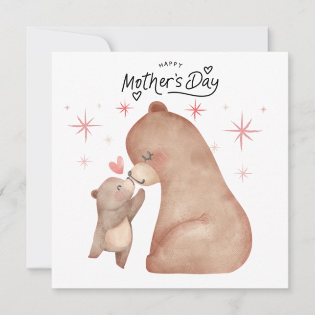 Mother Bear and Cub Happy Mother's Day Holiday Card (Front)