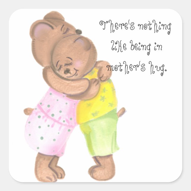 Mother Bear and Her Cub Show Love Square Sticker (Front)