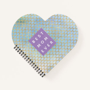 Mother Best Ever mermaid scales blue glitter Notebook