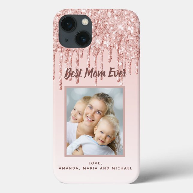 Mother Best Mum Ever photo blush pink drips Case-Mate iPhone Case (Back)