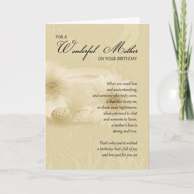 mother birthday card with poem - cream mother birt (Front)