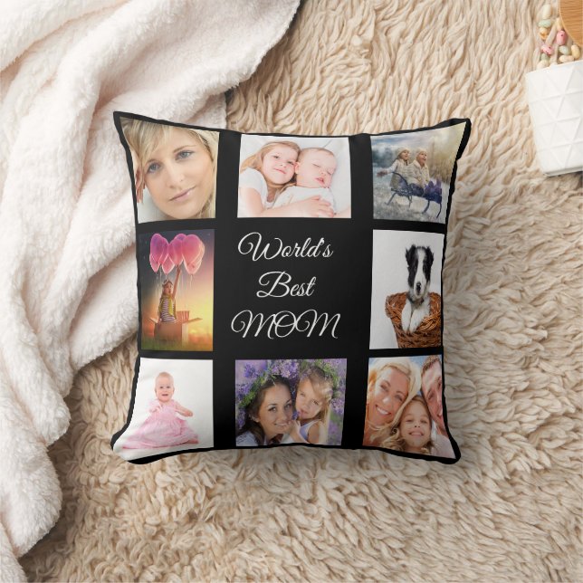 Mother black photo collage cushion (Blanket)